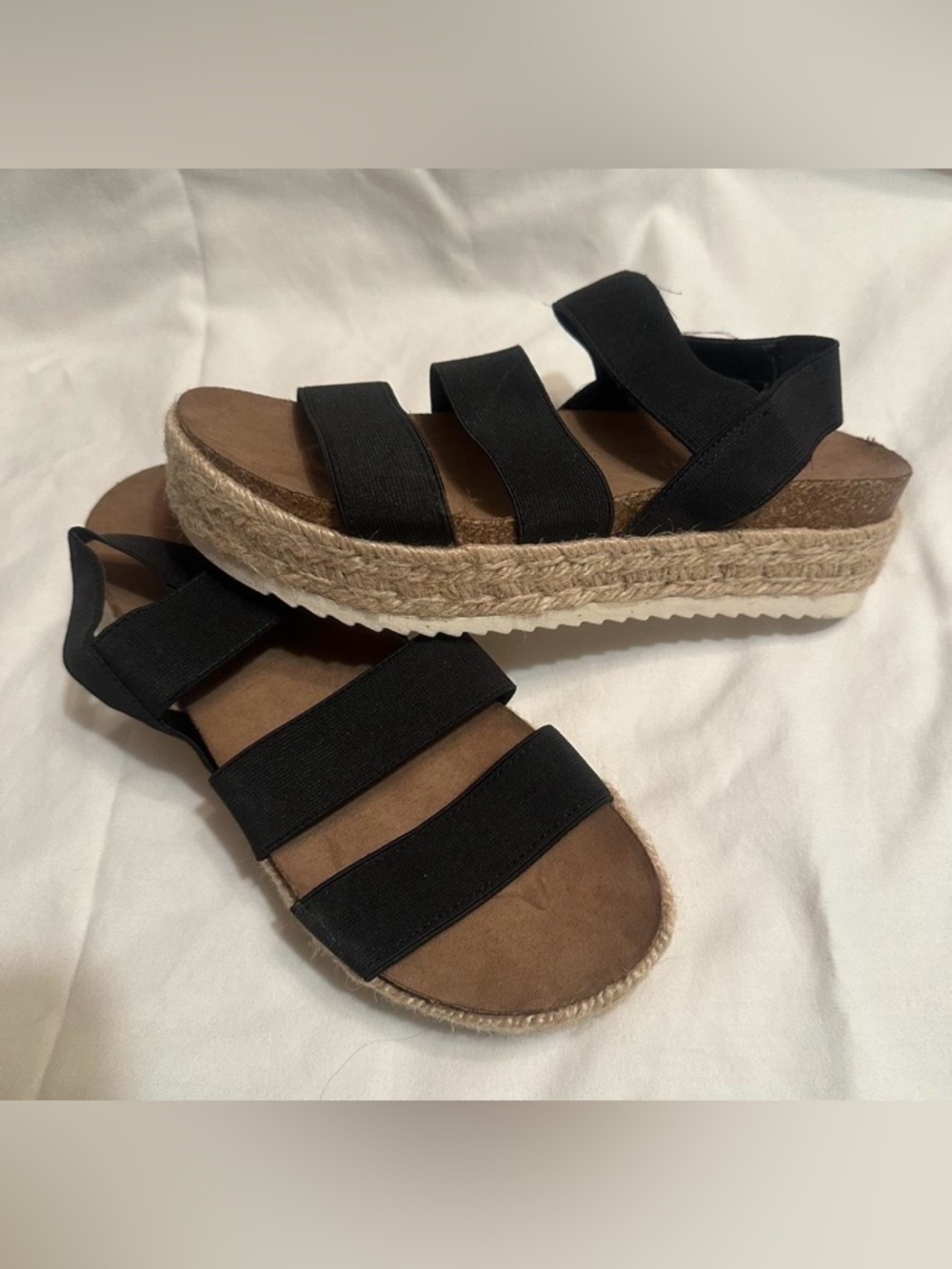 New Madden Girl Women's Black Espadrille Platform Sandals size 7